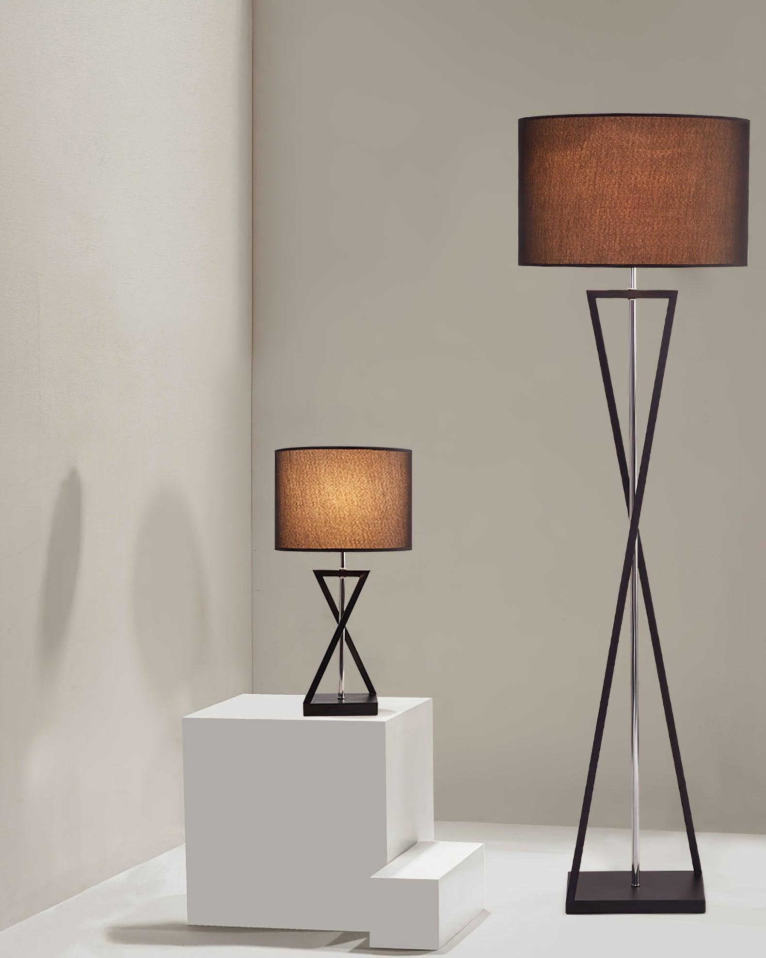 Modern Kaden Black Tripod Floor Lamp with Linen Drum Shade for Living Room and Office