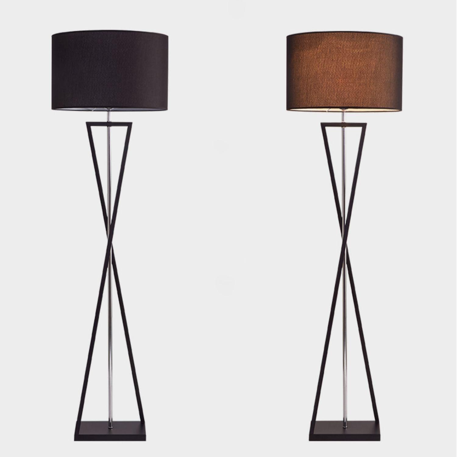 Modern Kaden Black Tripod Floor Lamp with Linen Drum Shade for Living Room and Office
