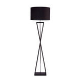 Modern Kaden Black Tripod Floor Lamp with Linen Drum Shade for Living Room and Office