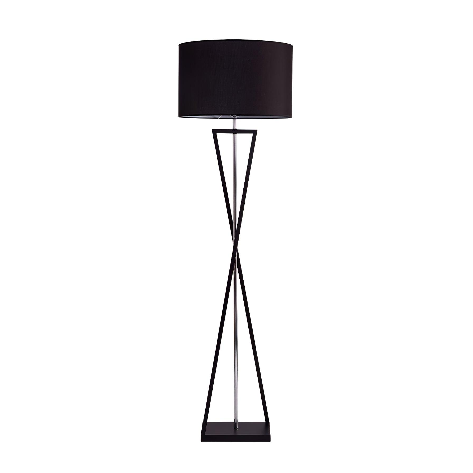 Modern Kaden Black Tripod Floor Lamp with Linen Drum Shade for Living Room and Office