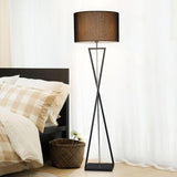 Modern Kaden Black Tripod Floor Lamp with Linen Drum Shade for Living Room and Office