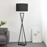 Modern Kaden Black Tripod Floor Lamp with Linen Drum Shade for Living Room and Office