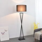 Modern Kaden Black Tripod Floor Lamp with Linen Drum Shade for Living Room and Office