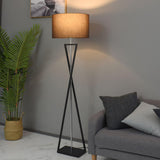 Modern Kaden Black Tripod Floor Lamp with Linen Drum Shade for Living Room and Office