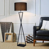 Modern Kaden Black Tripod Floor Lamp with Linen Drum Shade for Living Room and Office