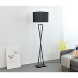 Modern Kaden Black Tripod Floor Lamp with Linen Drum Shade for Living Room and Office