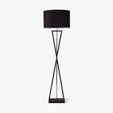 Modern Kaden Black Tripod Floor Lamp with Linen Drum Shade for Living Room and Office