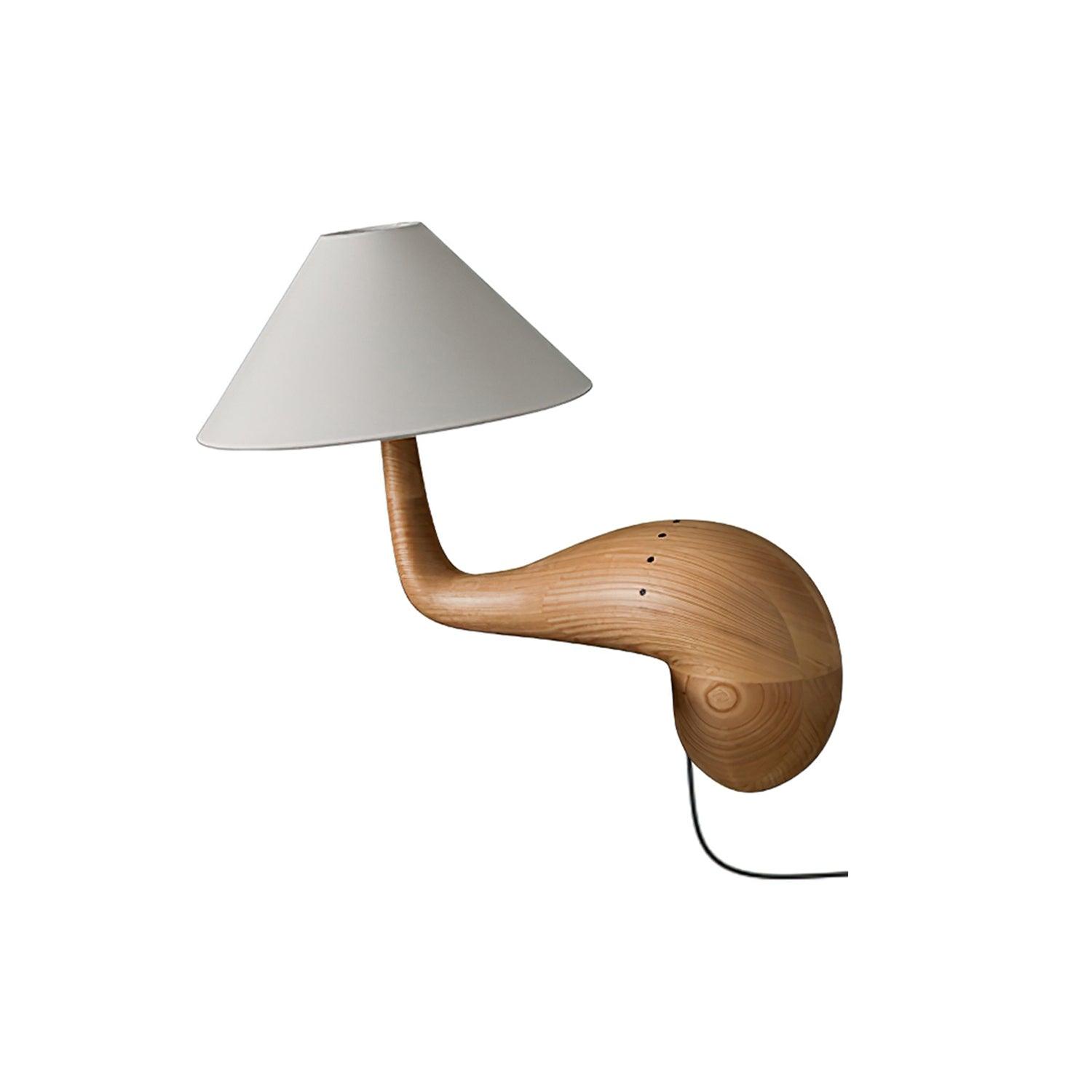 Modern Pine Wood Desk Lamp with White Fabric Shade for Bedside and Office