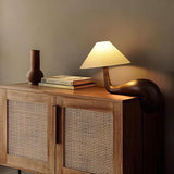 Modern Pine Wood Desk Lamp with White Fabric Shade for Bedside and Office