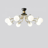 Modern Glass Blossom Petal Chandelier Floral Flush Mount Light with White Globes