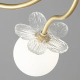 Modern Glass Blossom Petal Chandelier Floral Flush Mount Light with White Globes
