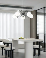 Modern Glass Blossom Petal Chandelier Floral Flush Mount Light with White Globes