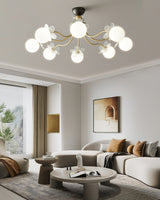 Modern Glass Blossom Petal Chandelier Floral Flush Mount Light with White Globes