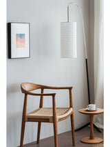 Modern Arched Kalmar Floor Lamp with Tissue Paper Shade and Chrome Finish