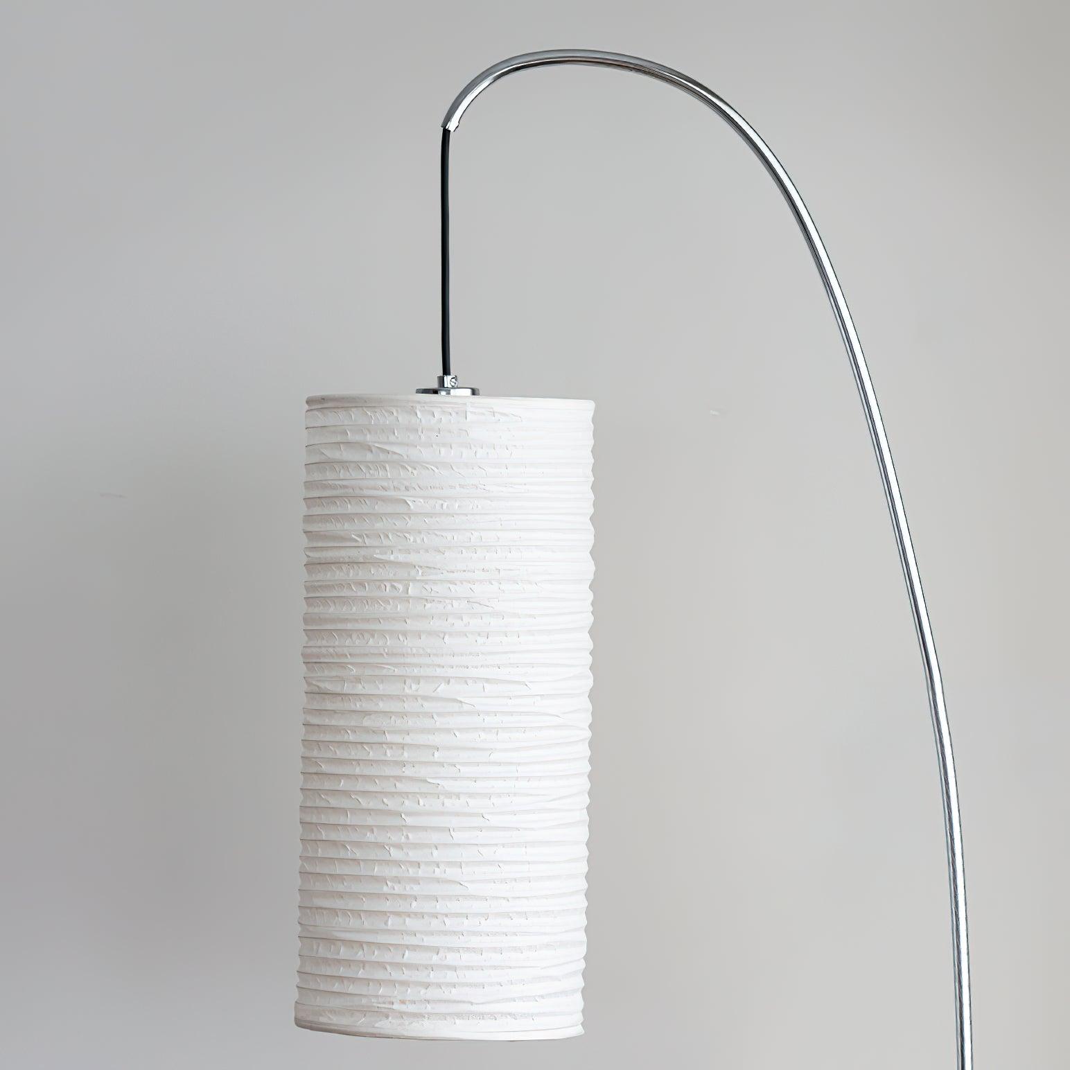 Modern Arched Kalmar Floor Lamp with Tissue Paper Shade and Chrome Finish