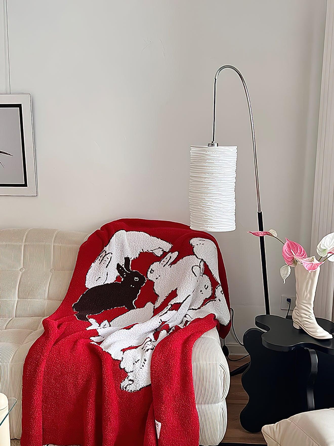 Modern Arched Kalmar Floor Lamp with Tissue Paper Shade and Chrome Finish