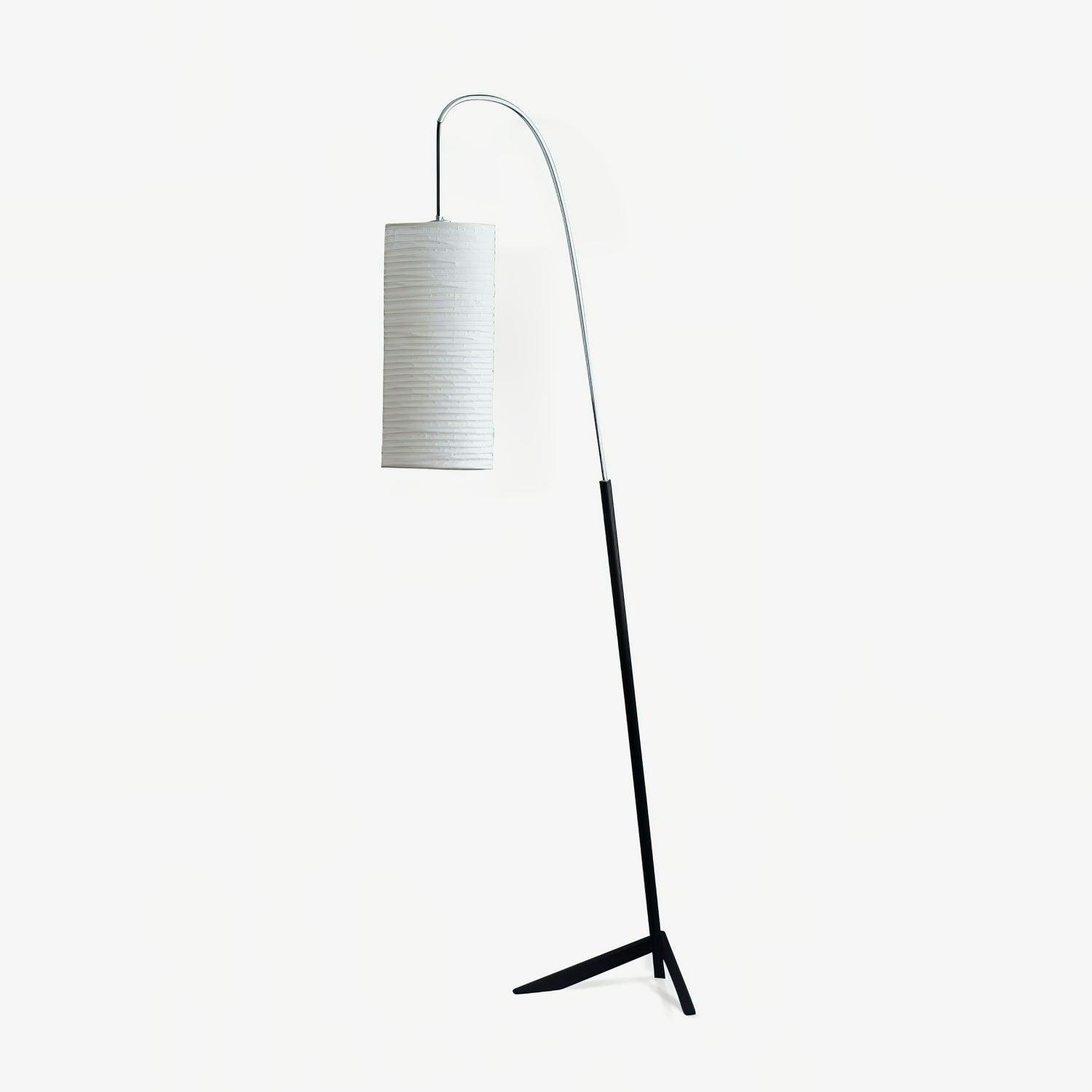 Modern Arched Kalmar Floor Lamp with Tissue Paper Shade and Chrome Finish