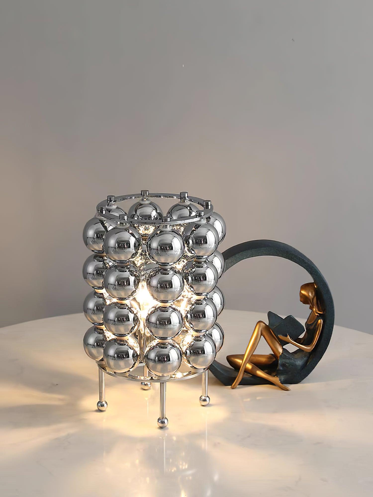 Modern Chrome Spherical Stainless Steel Table Lamp for Contemporary Desk and Reading