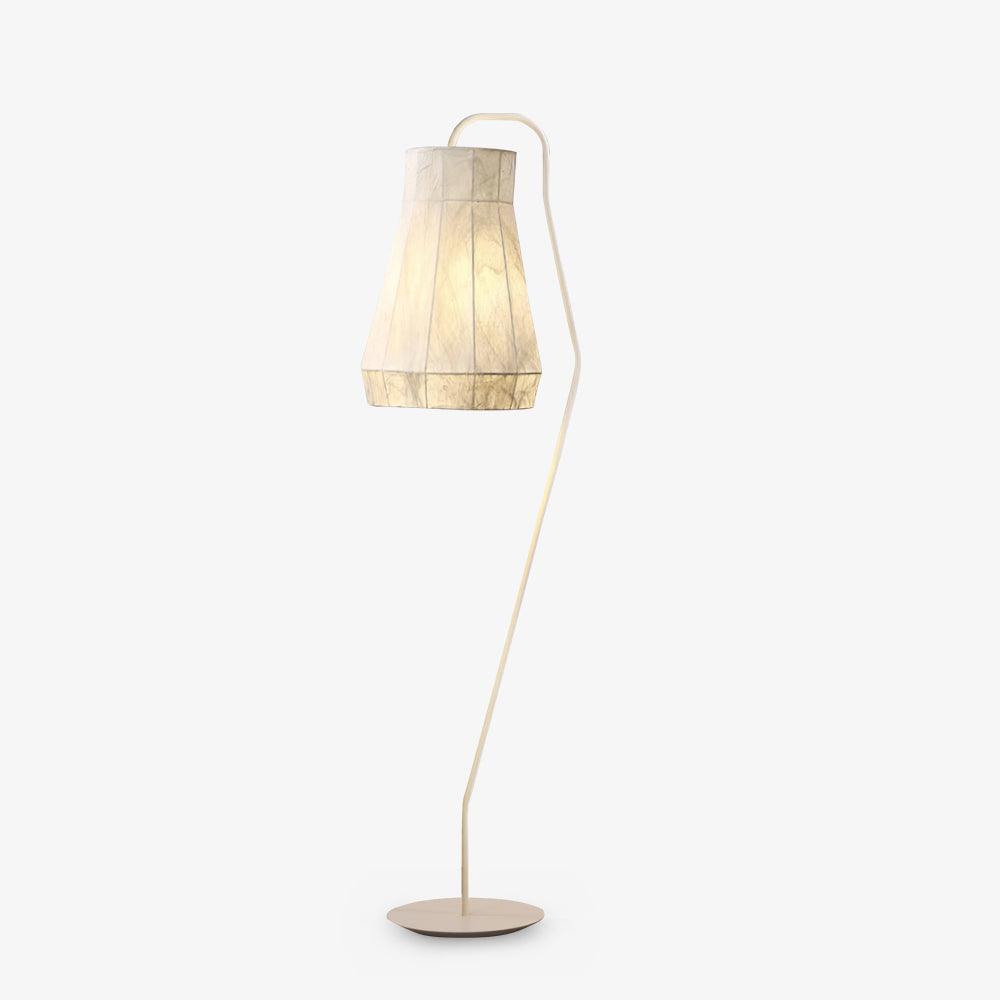 Modern White Textured Silk Fabric Standing Floor Lamp for Interior Spaces