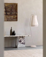 Modern White Textured Silk Fabric Standing Floor Lamp for Interior Spaces