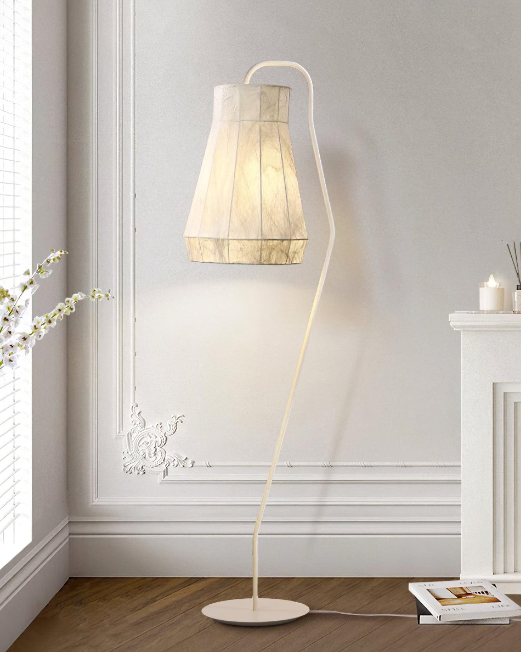 Modern White Textured Silk Fabric Standing Floor Lamp for Interior Spaces