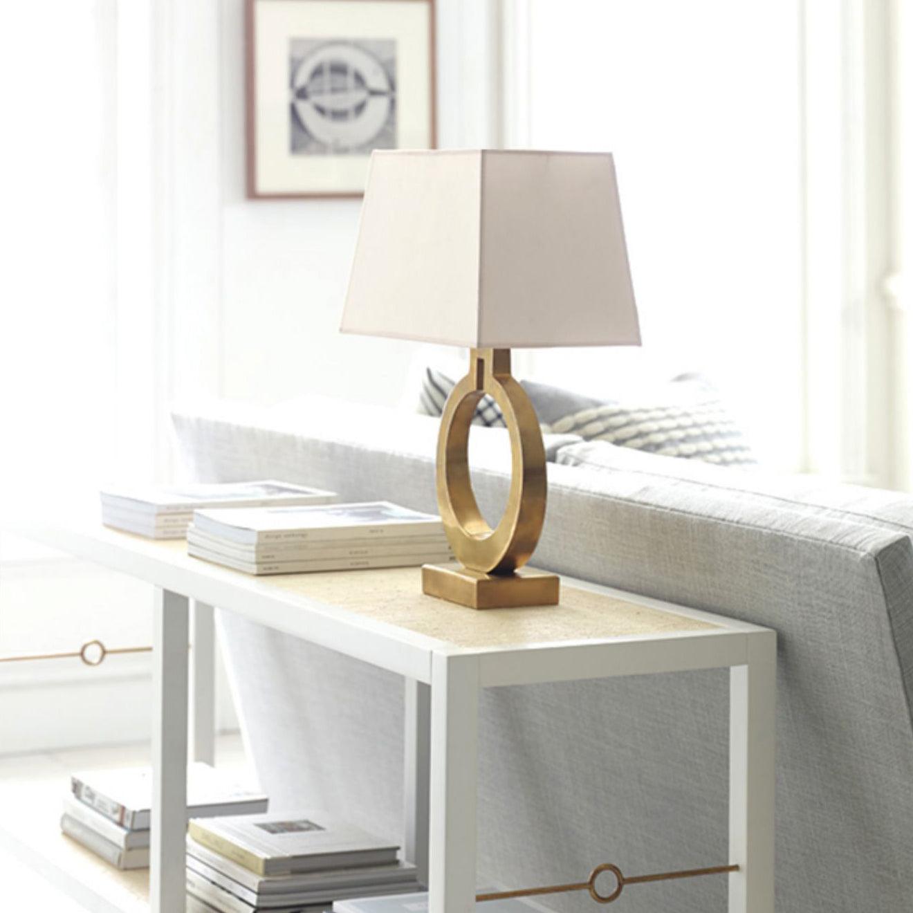 Modern Gold Keyhole Ring Table Lamp for Living Room Luxury Circular Side Desk Light