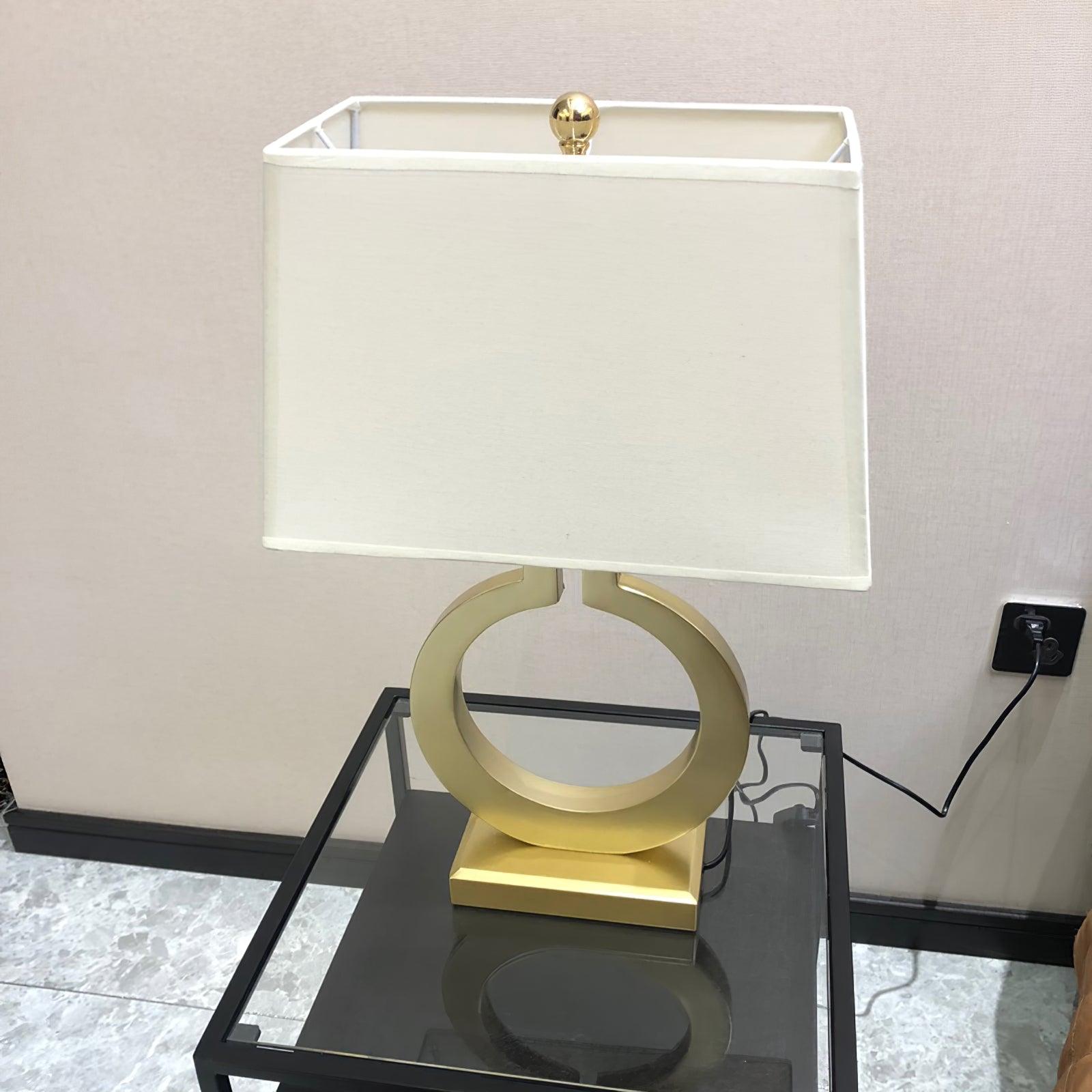 Modern Gold Keyhole Ring Table Lamp for Living Room Luxury Circular Side Desk Light