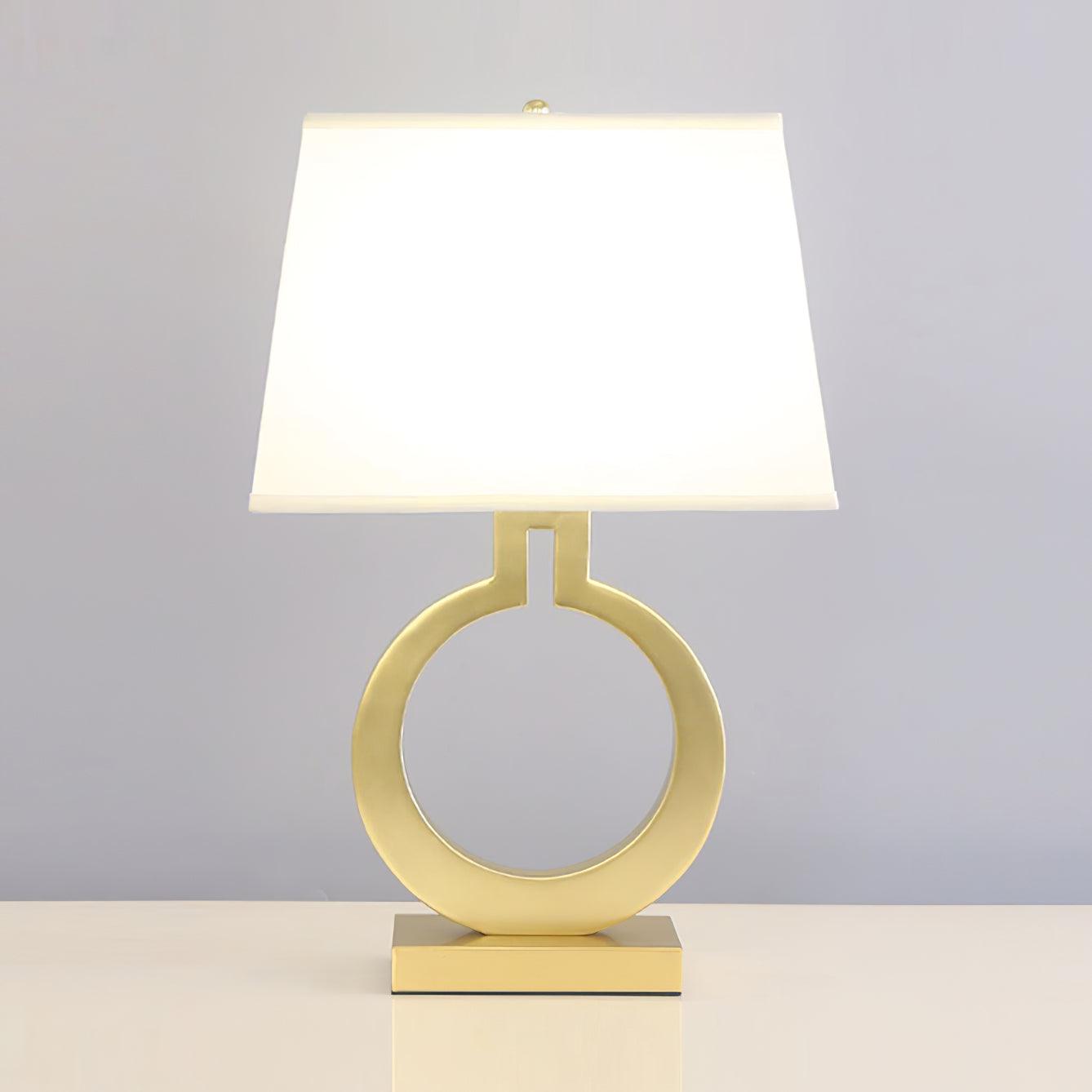 Modern Gold Keyhole Ring Table Lamp for Living Room Luxury Circular Side Desk Light