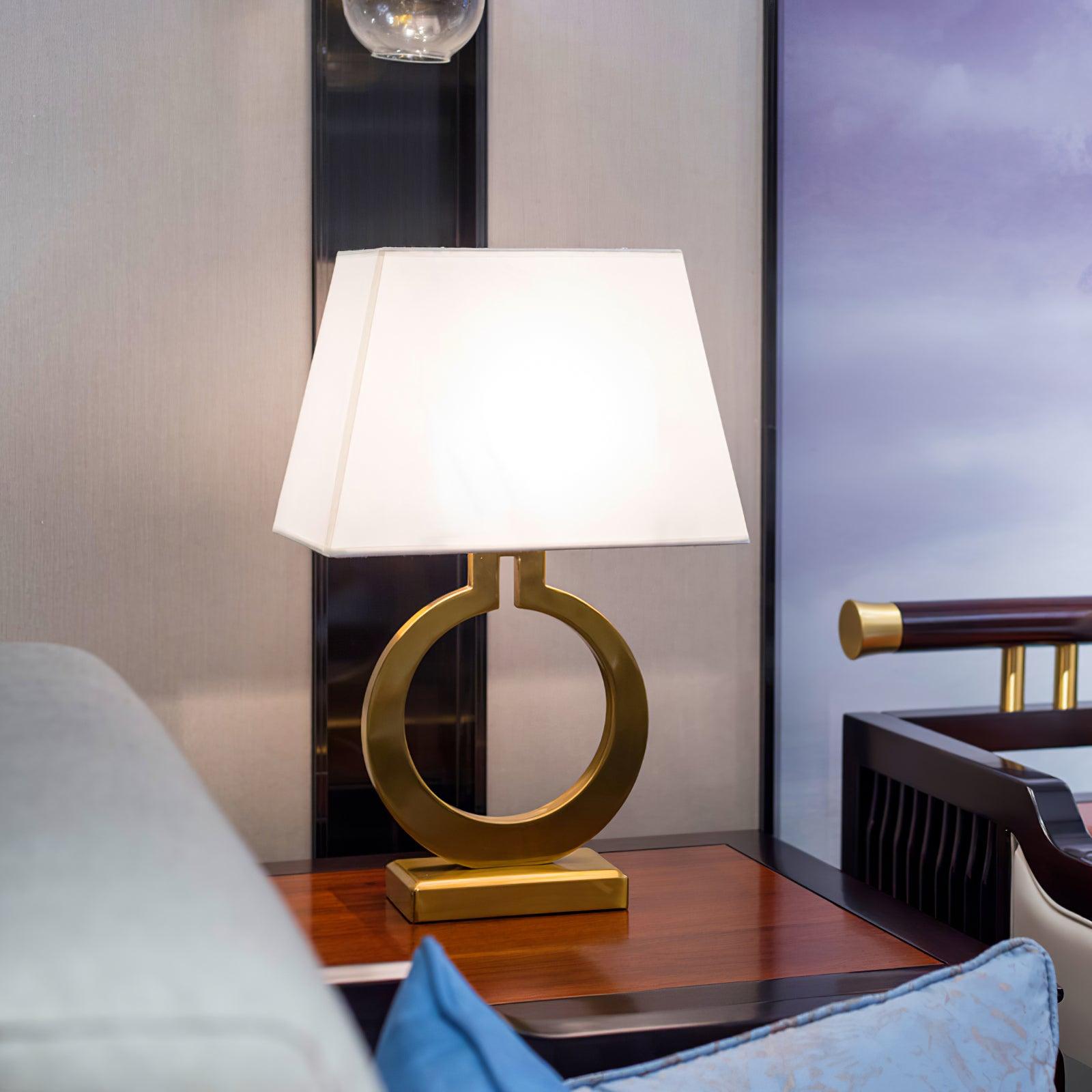 Modern Gold Keyhole Ring Table Lamp for Living Room Luxury Circular Side Desk Light
