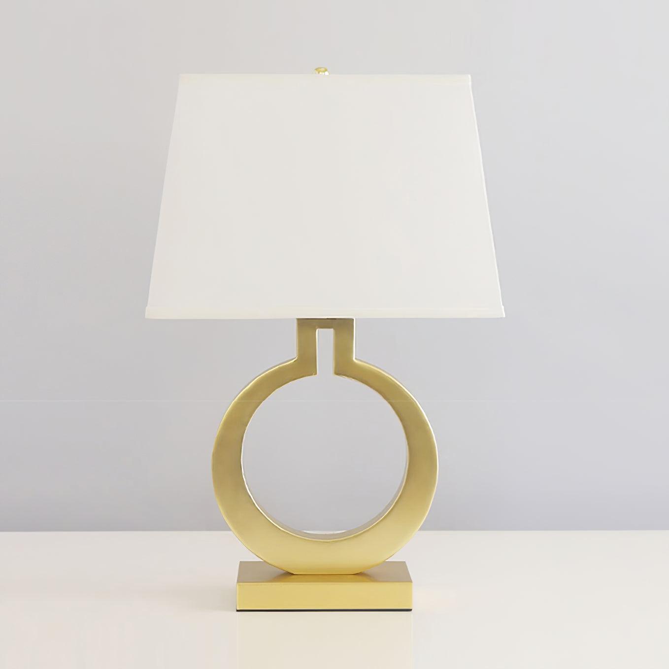 Modern Gold Keyhole Ring Table Lamp for Living Room Luxury Circular Side Desk Light