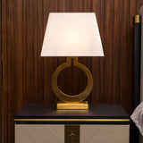 Modern Gold Keyhole Ring Table Lamp for Living Room Luxury Circular Side Desk Light