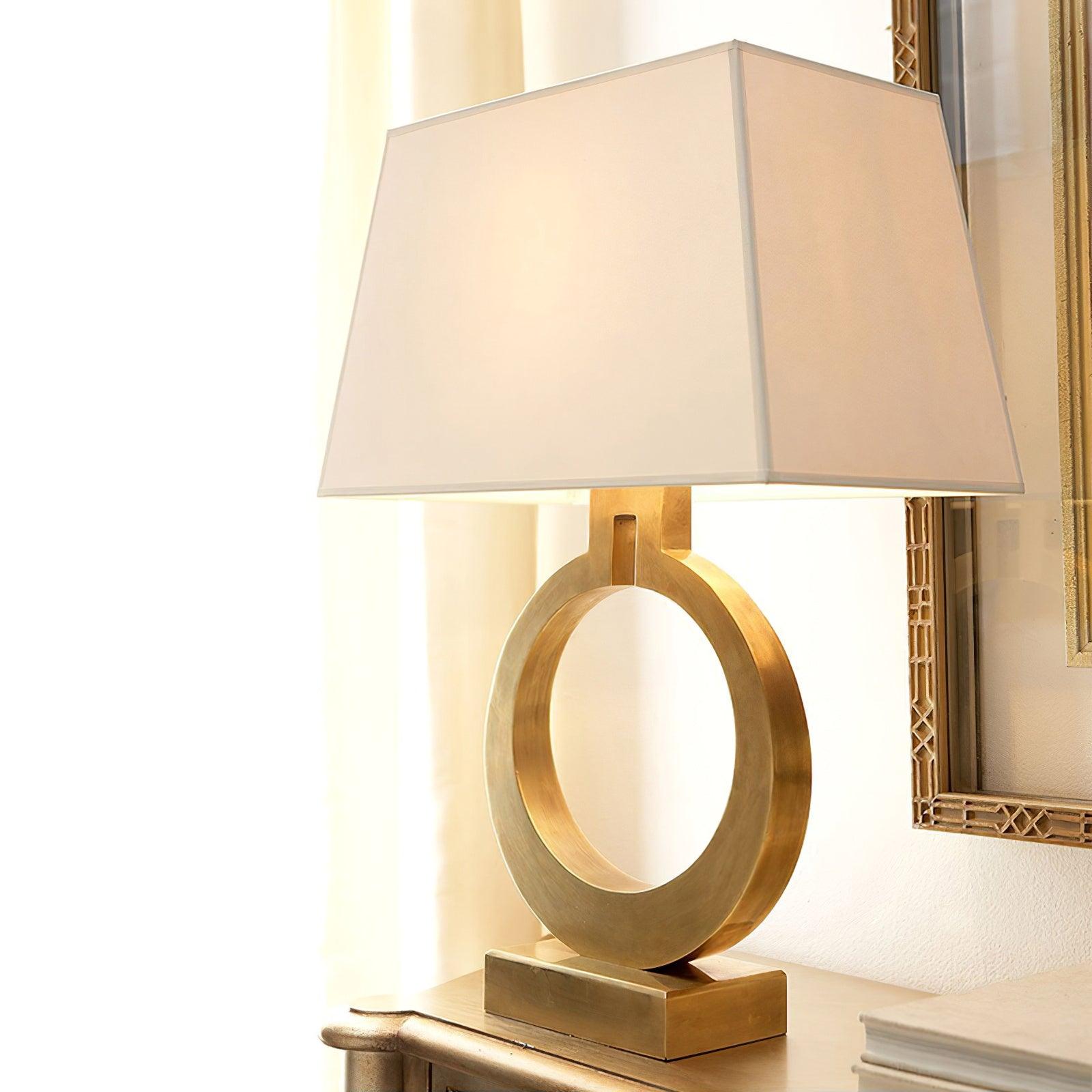Modern Gold Keyhole Ring Table Lamp for Living Room Luxury Circular Side Desk Light