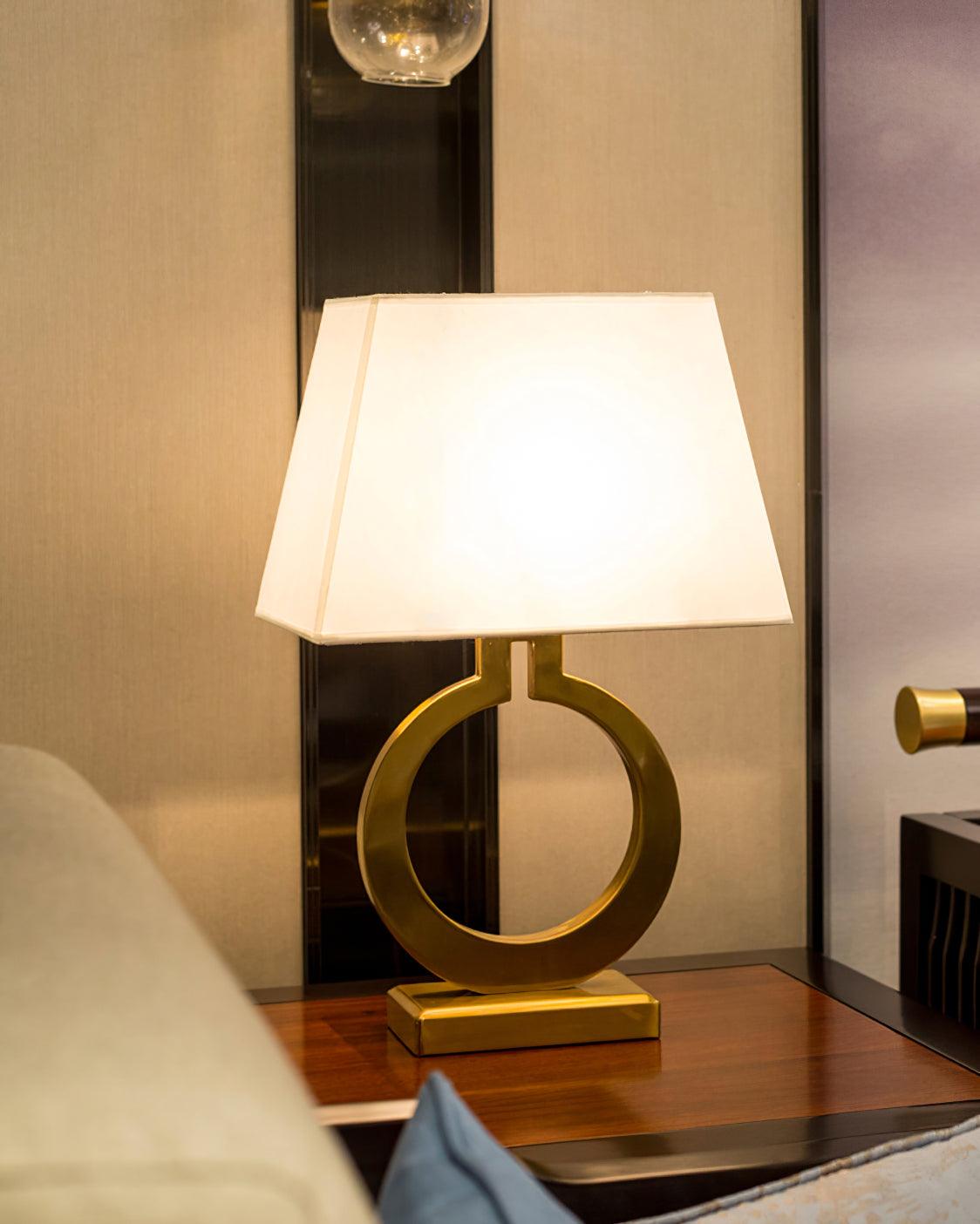 Modern Gold Keyhole Ring Table Lamp for Living Room Luxury Circular Side Desk Light