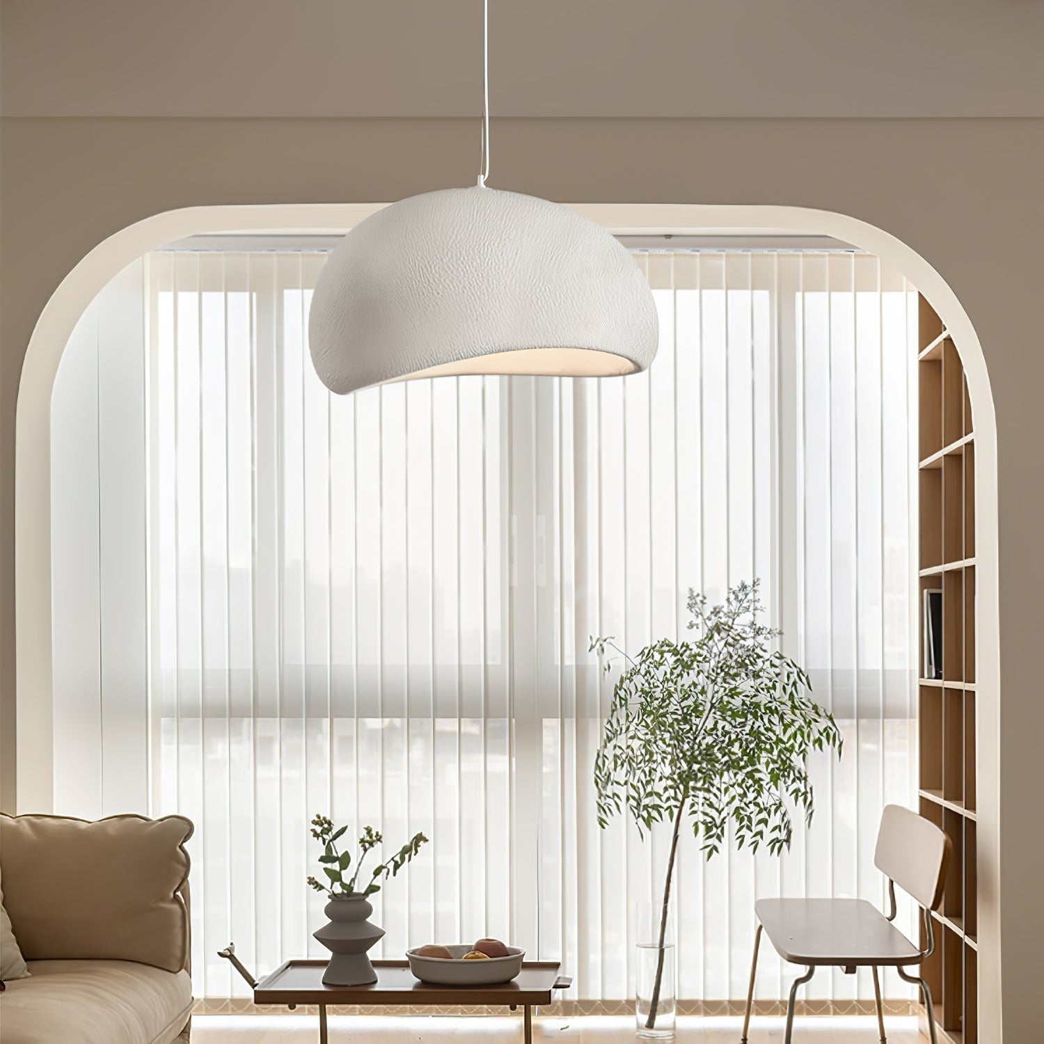 Modern Organic Cloud Chandelier with Rough Texture HDPE Shades and Adjustable Cables
