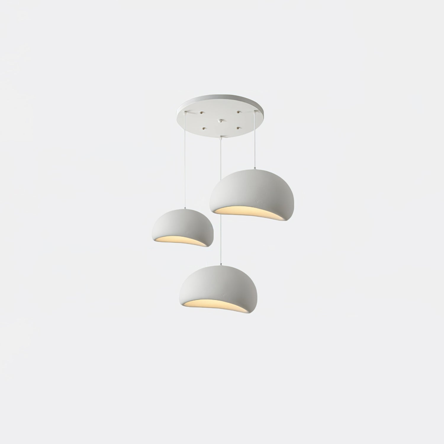Modern Organic Cloud Chandelier with Rough Texture HDPE Shades and Adjustable Cables