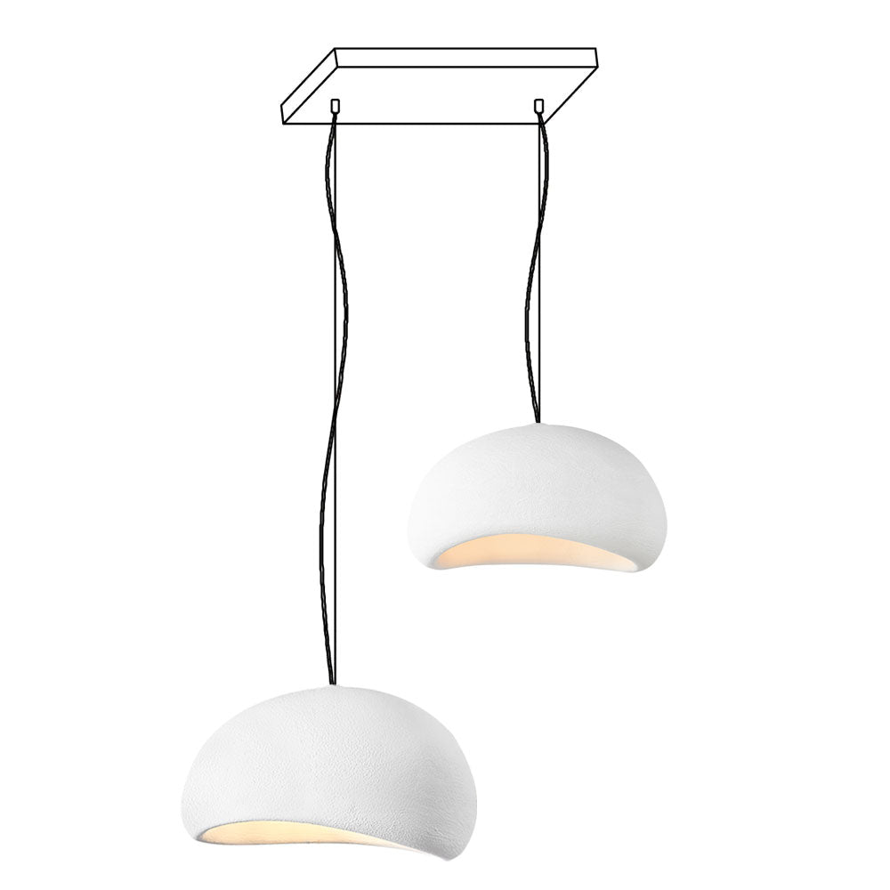 Modern Organic Cloud Chandelier with Rough Texture HDPE Shades and Adjustable Cables