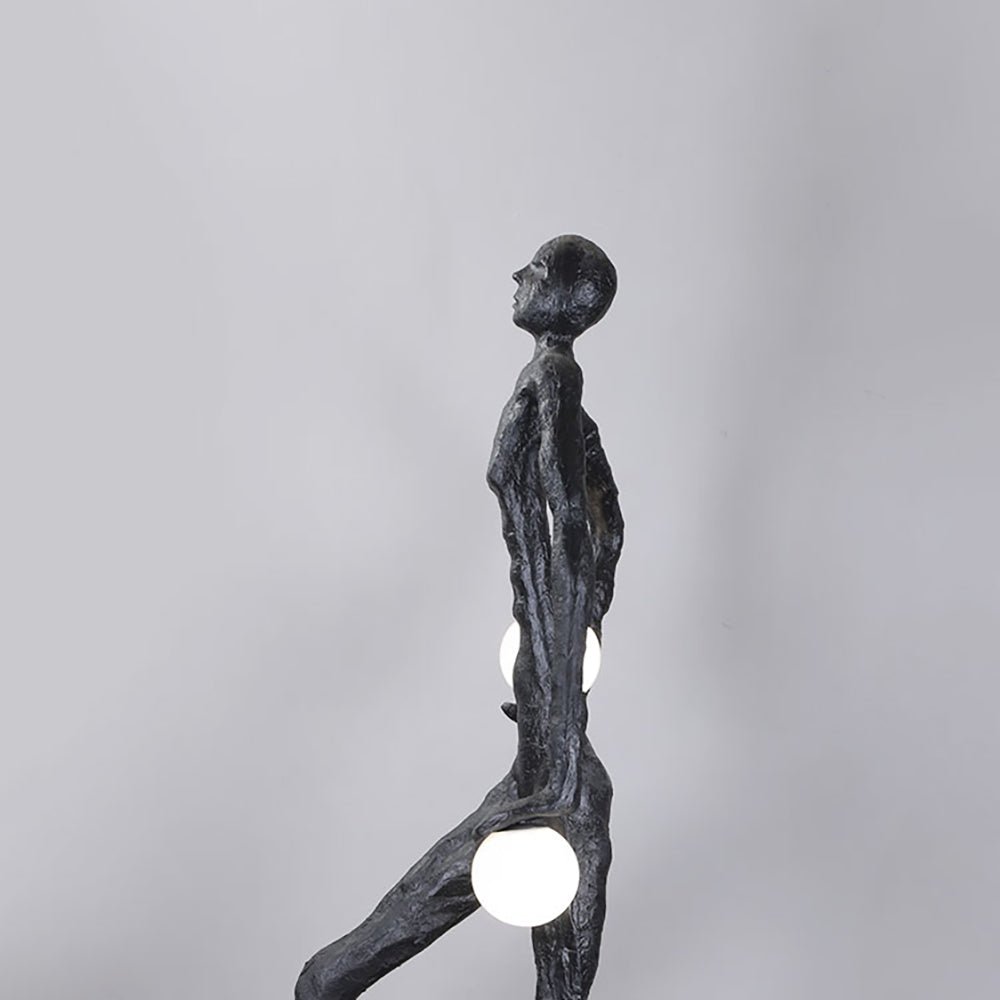 Modern Kicking Ball Sculpture Character Floor Lamp Artistic Athlete Reading Light