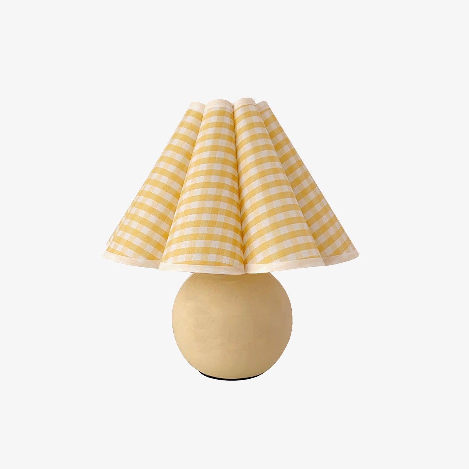 Vintage Ceramic Mushroom Table Lamp with Elegant Knife Pleat Linen Shade