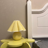 Vintage Ceramic Mushroom Table Lamp with Elegant Knife Pleat Linen Shade