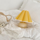 Vintage Ceramic Mushroom Table Lamp with Elegant Knife Pleat Linen Shade