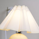 Vintage Ceramic Mushroom Table Lamp with Elegant Knife Pleat Linen Shade
