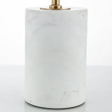 Elegant Gold Metal and Brown Leather Nightstand Table Lamp with White Marble Base