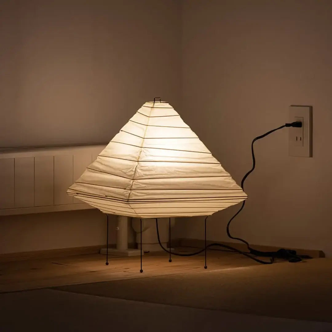 Minimalist Japanese Style Rice Paper Desk Lamp with Wabi Sabi Aesthetic for Modern Interior Decor