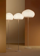 Modern Lantern Knit Floor Lamp with Dimmable LED Geometric Fabric Shades and Three Color Temperatures