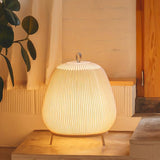 Modern Lantern Knit LED Table Lamp with Fabric Shade and Stepless Dimming