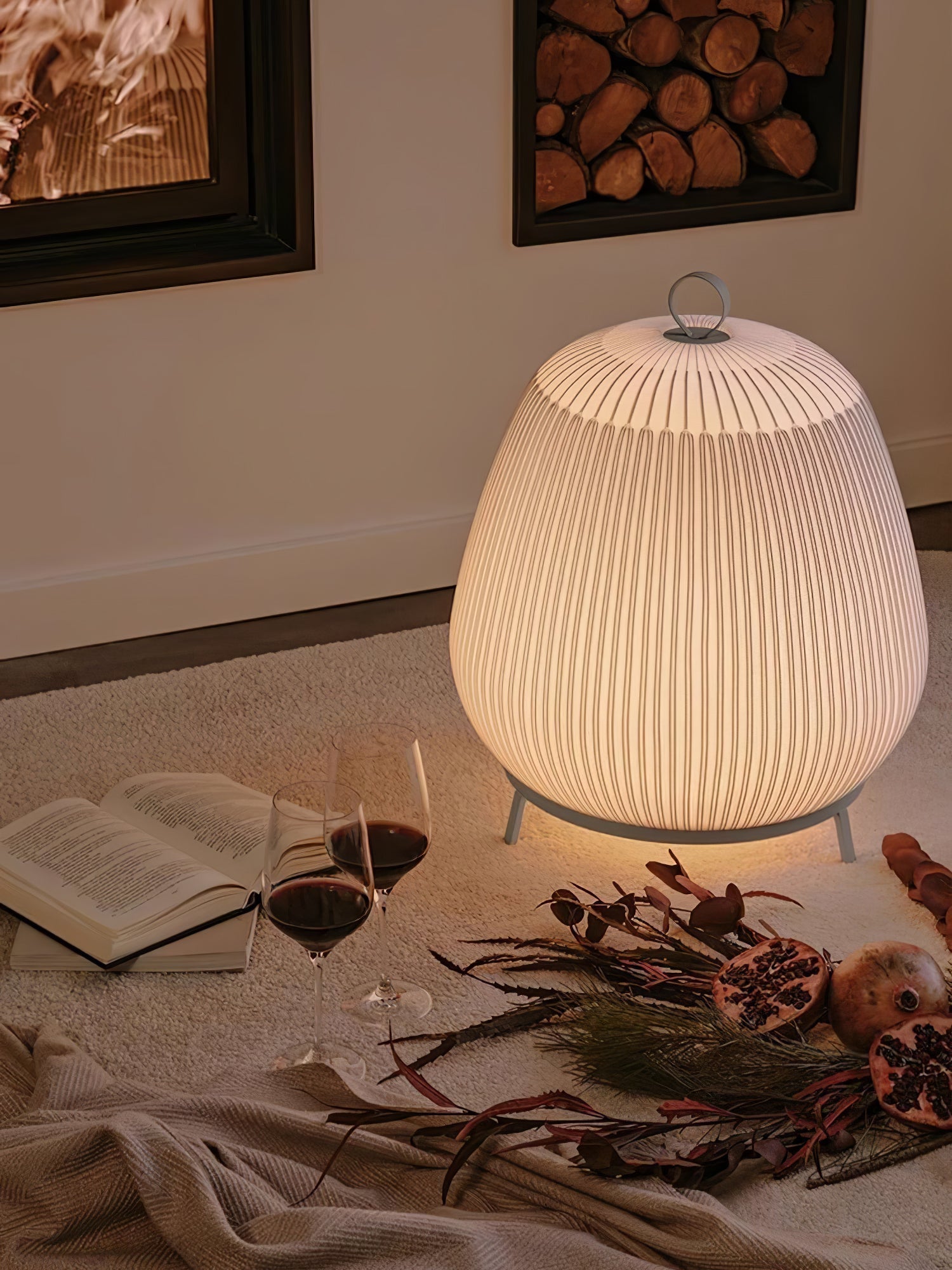 Modern Lantern Knit LED Table Lamp with Fabric Shade and Stepless Dimming