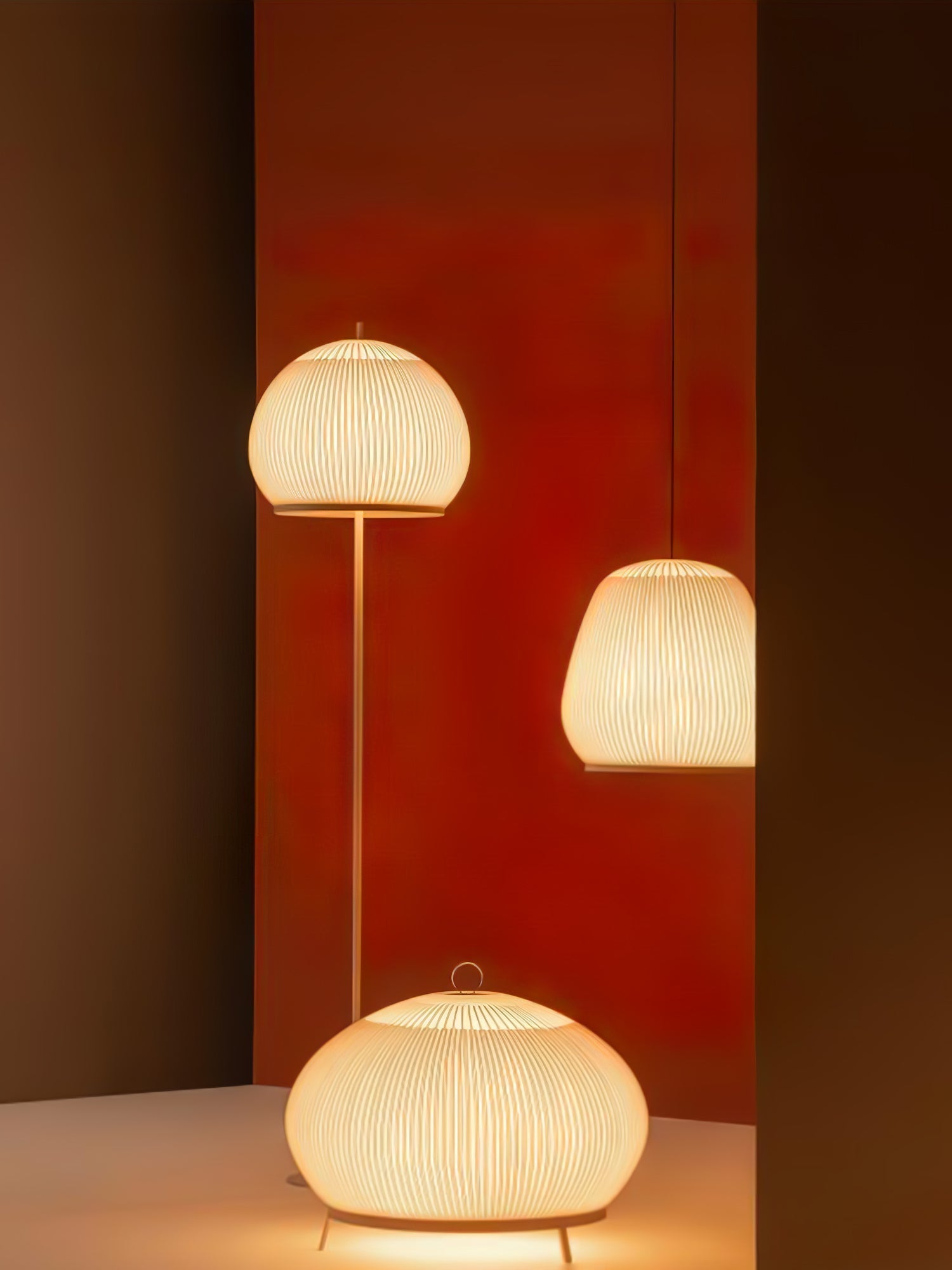 Modern Lantern Knit LED Table Lamp with Fabric Shade and Stepless Dimming