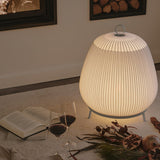 Modern Lantern Knit LED Table Lamp with Fabric Shade and Stepless Dimming