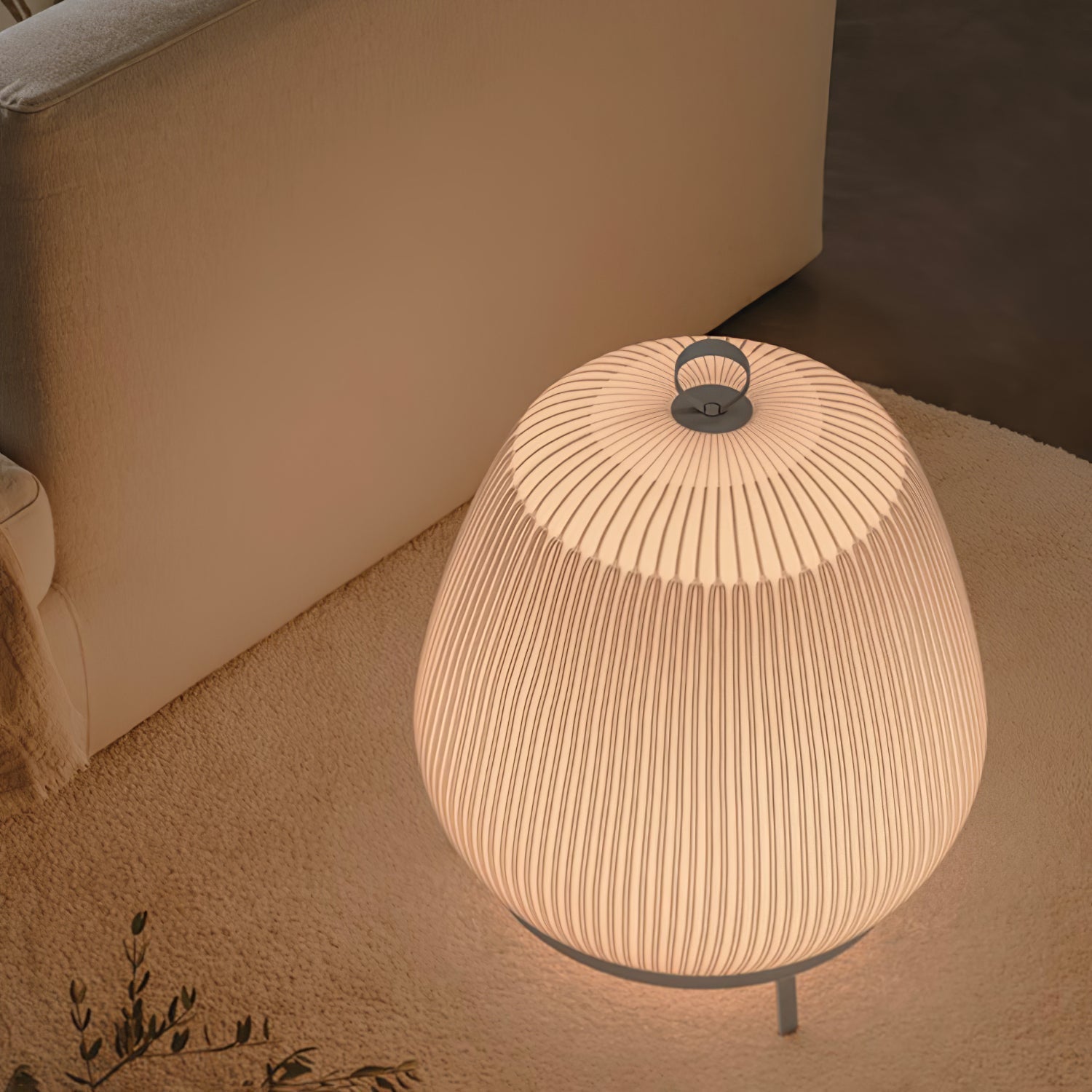 Modern Lantern Knit LED Table Lamp with Fabric Shade and Stepless Dimming