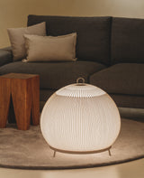 Modern Lantern Knit LED Table Lamp with Fabric Shade and Stepless Dimming